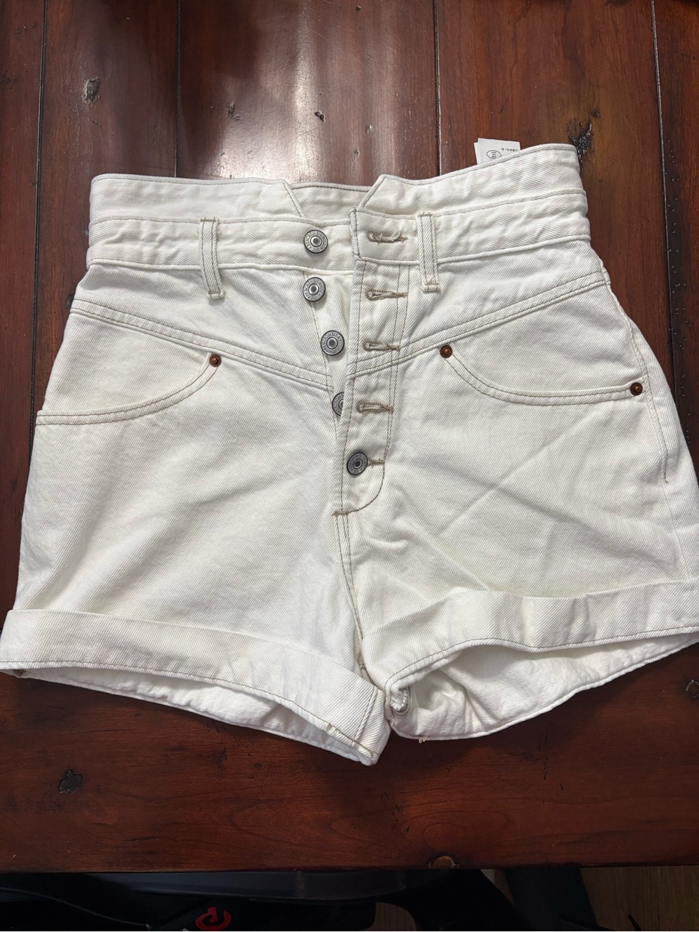 Abercrombie & Fitch High-Waist White Denim Shorts